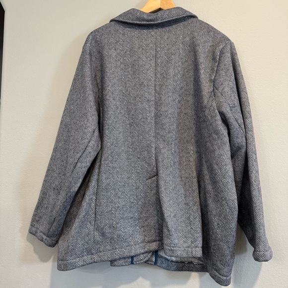 Lands’ End Women's One Button Blazer Jacket Chevron Fleece 2X - Picture 2 of 8